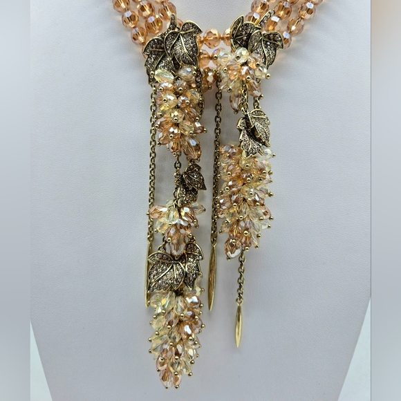 Heidi Daus Champagne Swarovski Crystal Grape Cluster  Necklace and Earring Set - Picture 5 of 12